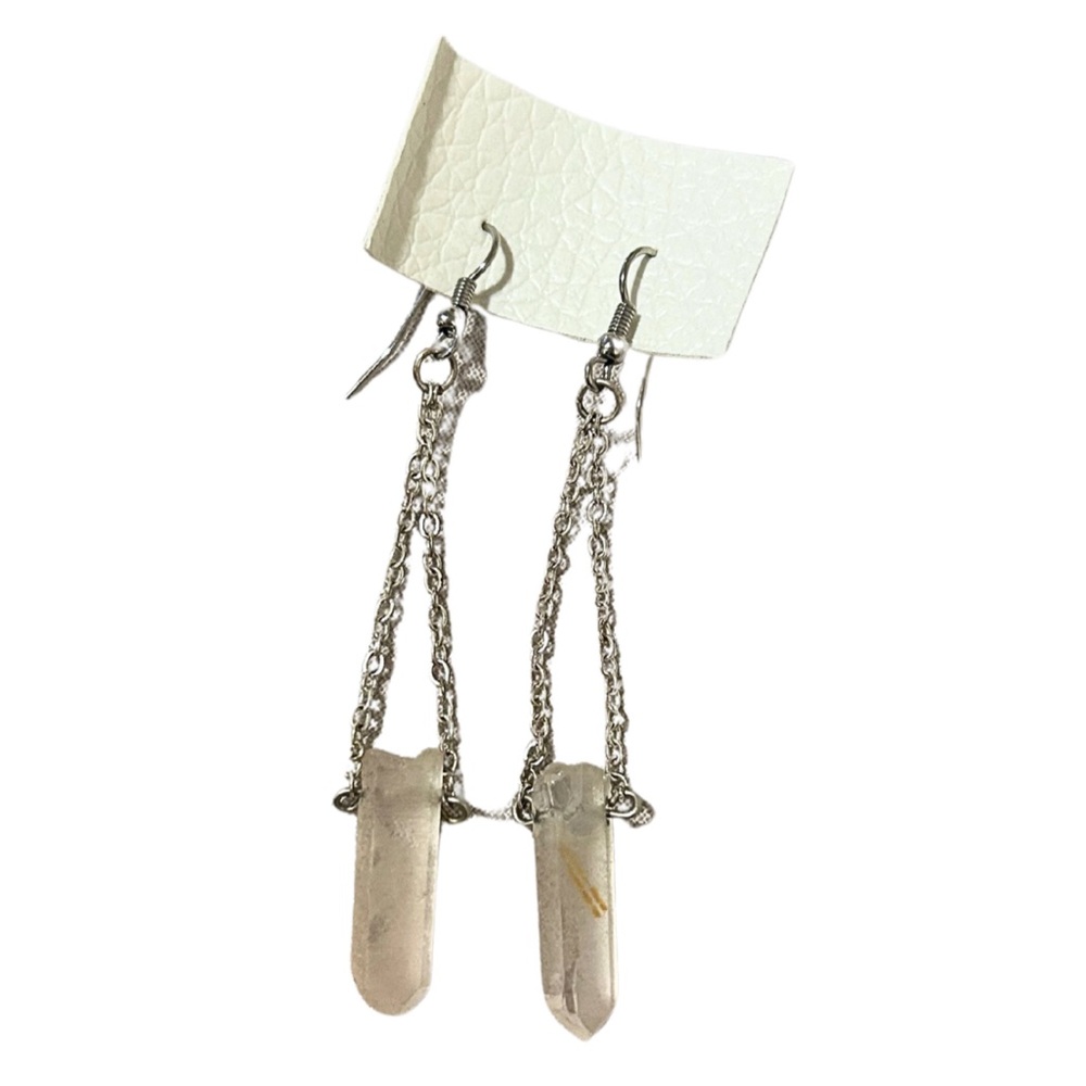 Dangle Quartz Crystal Drop Earrings